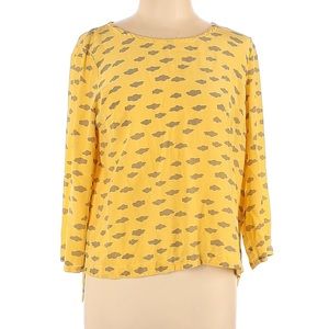 ANTHROPOLOGIE Maeve Silk Linosa Yellow Cloud Blouse